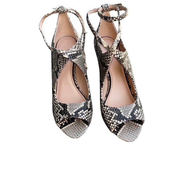 AD & DAUGHTERS Snake Print Leather Ankle Buckle Strap Peep Toe High Heel US: 7.5 - Picture 9 of 14